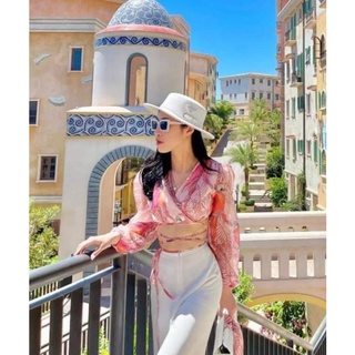 Mũ cói đi biển vành nhỏ đai da tag prada cao cấp siêu hot