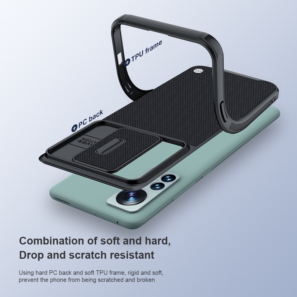 Ốp lưng cho Xiaomi Mi 12 Nillkin Textured Pro kết cấu Nylon Fiber ống kính trượt Ốp lưng cho Xiaomi Mi12 12S Pro 12X