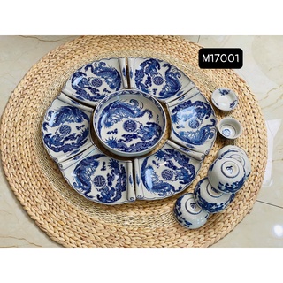 Bộ bát đĩa cuốn thư Vẽ Rồng .Hàng sứ Bát Tràng Cao Cấp đường kính 57cm