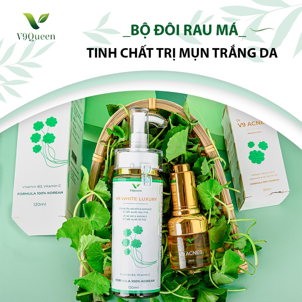 COMBO XÓA MỤN, NGĂN NGỪA THÂM NÁM, DƯỠNG TRẮNG DA V9QUEEN