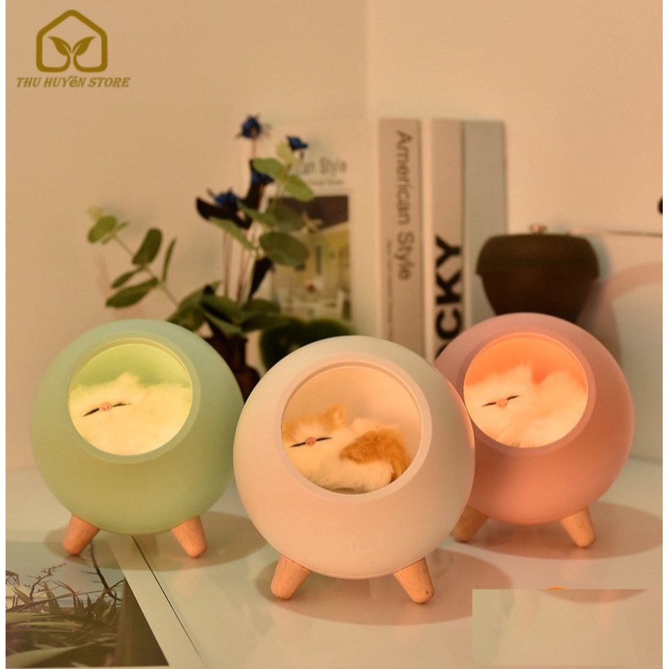 💖𝑺𝑰𝑬̂𝑼 𝑺𝑨𝑳𝑬💖 Đèn Bàn Trang Trí Tích Hợp Loa Bluetooth Không Dây Kiêm Đèn Ngủ Mèo Con Chỉnh Được Độ Sáng Có Sạc Tích Điện