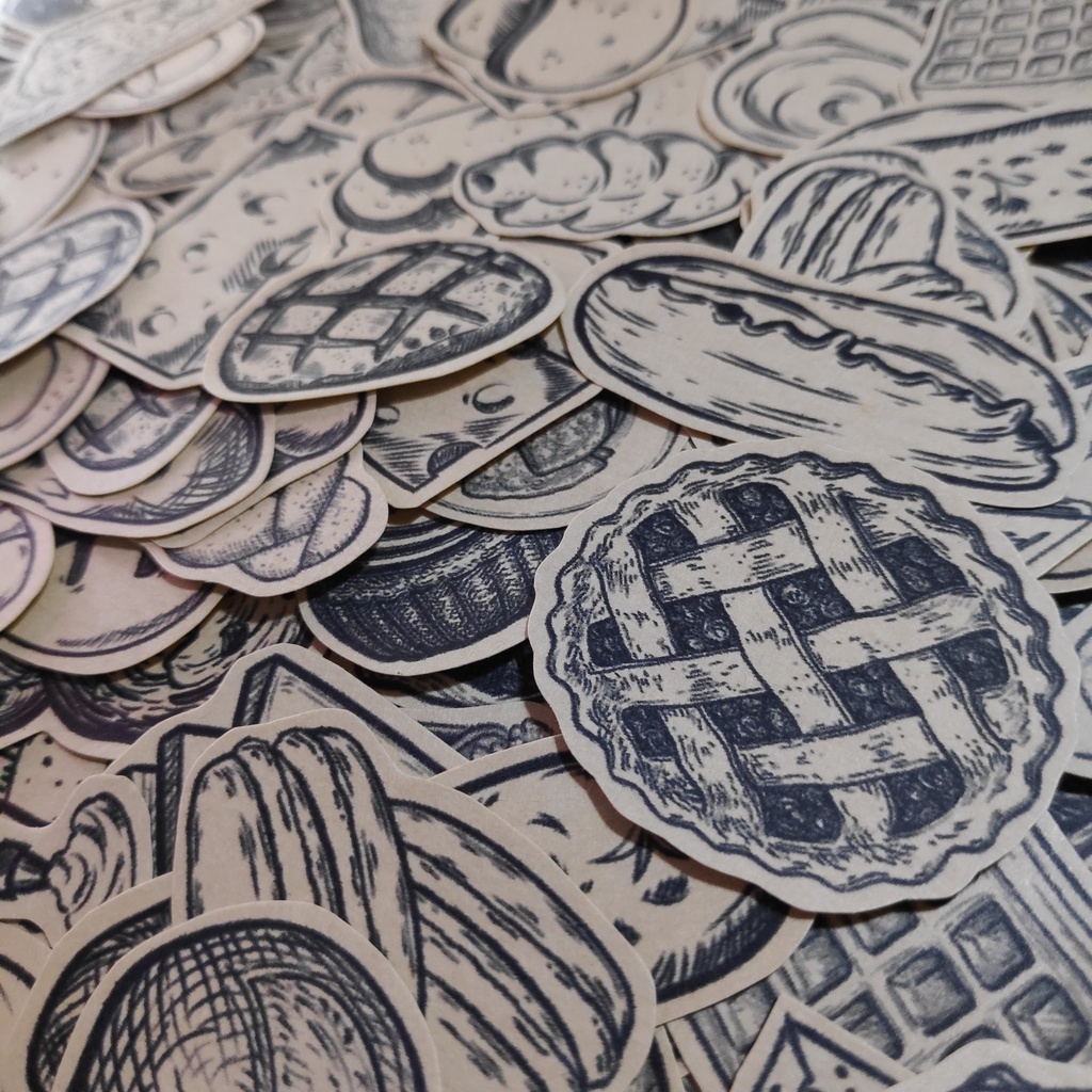 Set 30 hình dán sticker vintage, paper craft phong cách cổ điển trang trí sổ tay, toploader, máy tính