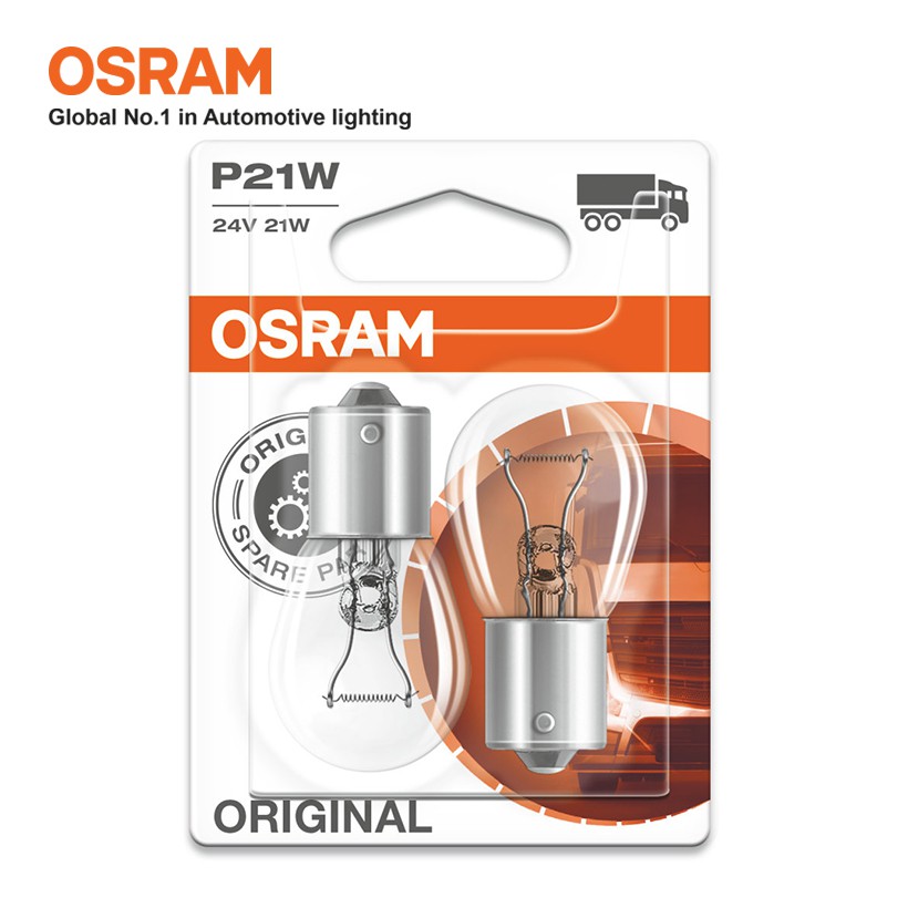 [Mã BMBAU50 giảm 10% đơn 99k] Combo 2 Bóng Đèn Sau 1 Tim OSRAM Original P21W 24V 21W (Chân Thẳng) Nhập Khẩu Chính Hãng