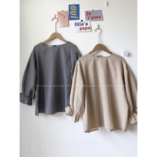 Áo thô tay bồng buộc nơ lưng