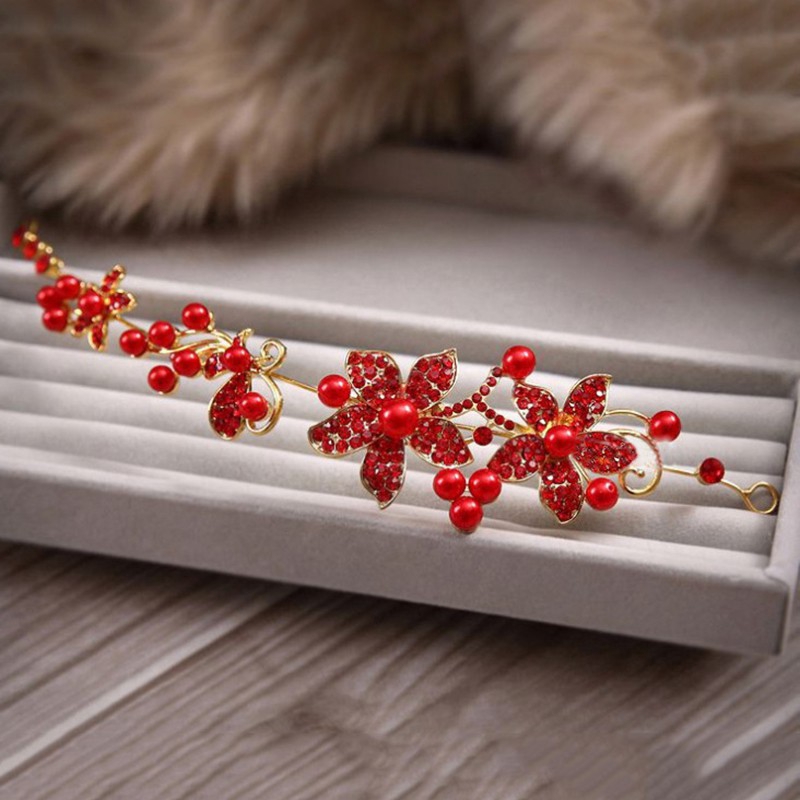 Cài tóc họa tiết hoa lá đính đá sang trọng dành cho nữ