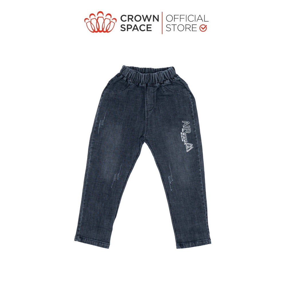 Quần Jeans Bé Trai Crown Space Cao Cấp CKBL2711405-Siêu Nhẹ Chống Nhăn, Xanh Pastel Chuẩn Anh Quốc Size 22kg-36kg