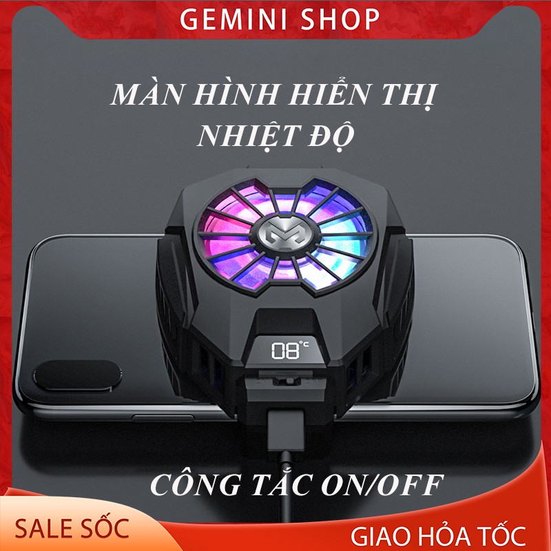 Quạt tản nhiệt Gaming MEMO DL05 thế hệ 5 cho điện thoại sò lạnh tích hợp màn hình led công tắc tắt bật GEMINI SHOP