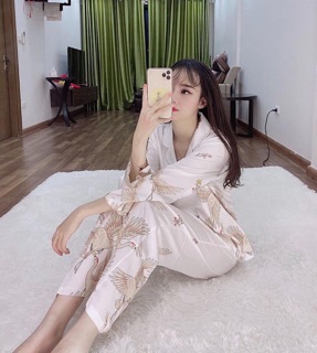 PIJAMA CON HẠC TRẮNG CAO CẤP