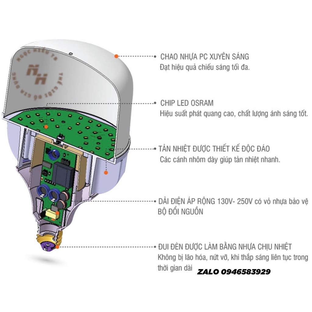 Bong den led, bóng led siêu sáng, Đèn LED Búp ECO Tiết Kiệm 90% điện năng tiêu thụ [ Bảo hành 24 tháng]