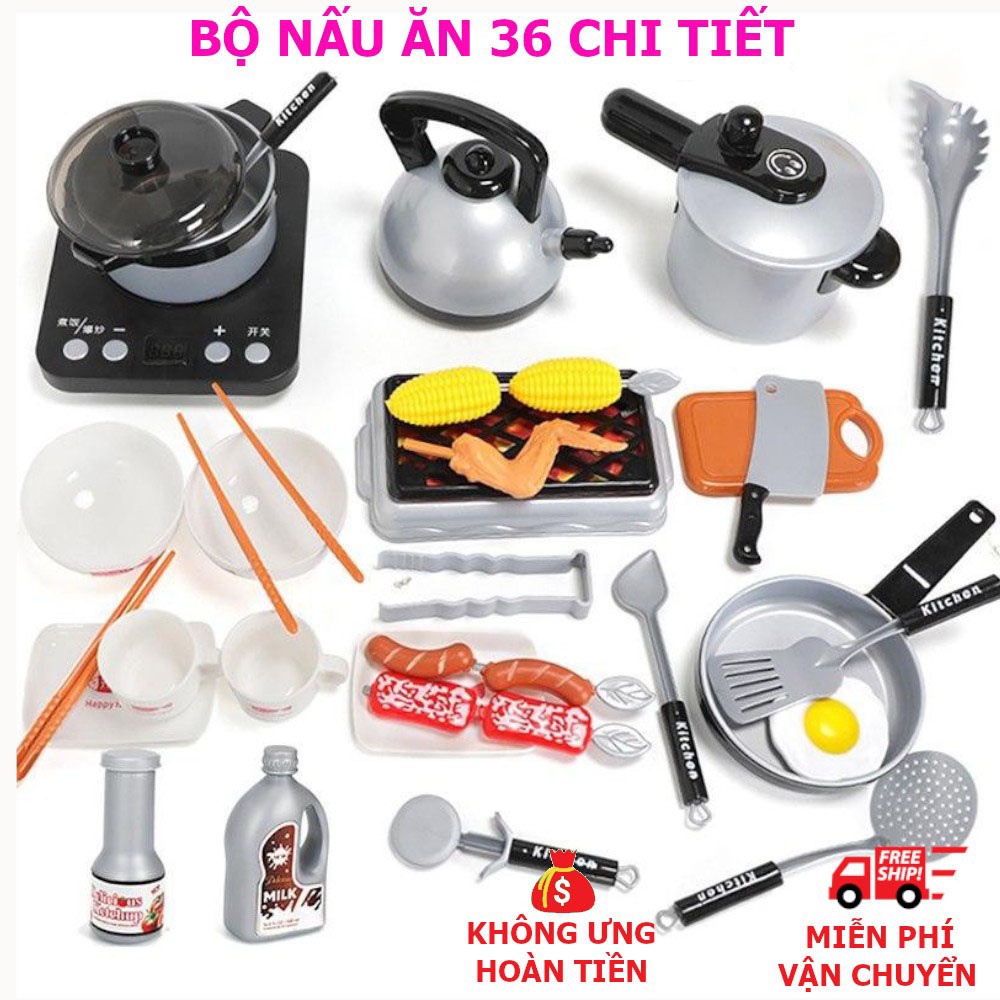 Đồ Chơi Nấu Ăn 36 Món và 32 Món - Bản Mới 2021 Cao Cấp Không Mùi Nhựa, An Toàn Cho Bé - Loại 1 To, Đẹp