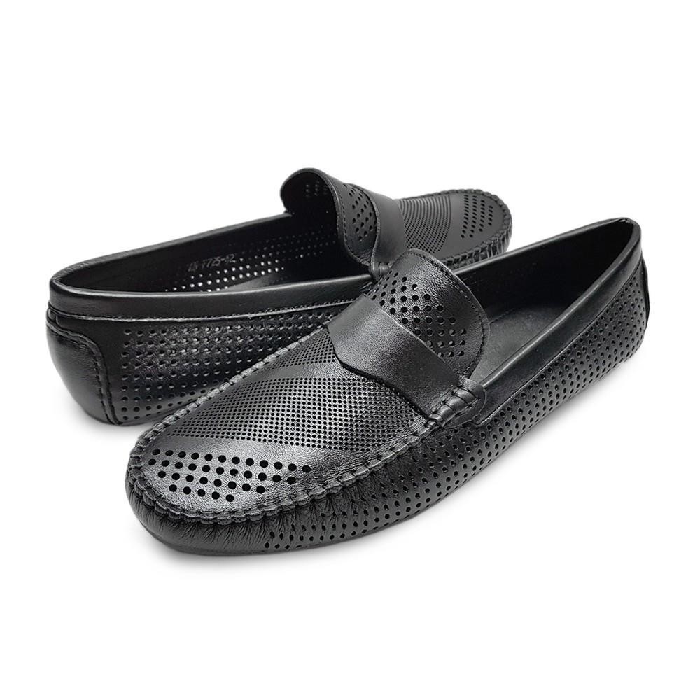 Giày mùa hè nam da bò thật MH01 (Đen)