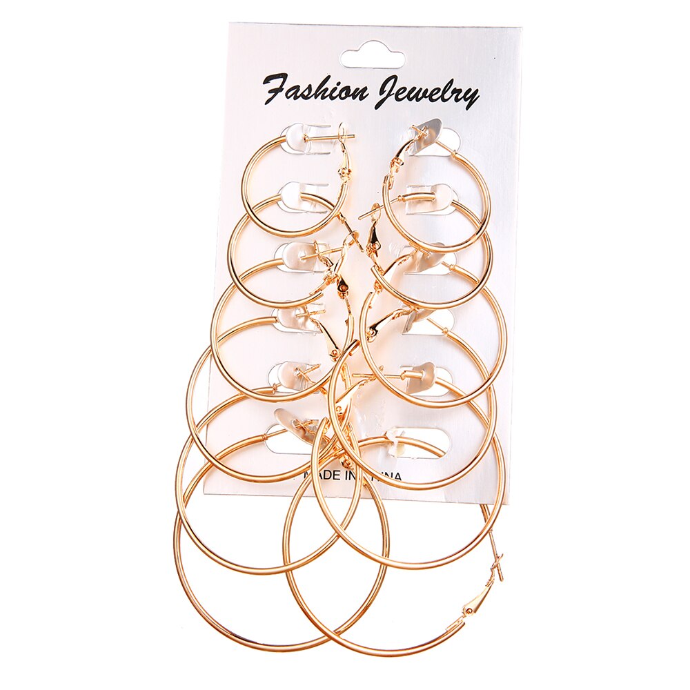 Set bông tai tròn mạ vàng thời trang cho nữ