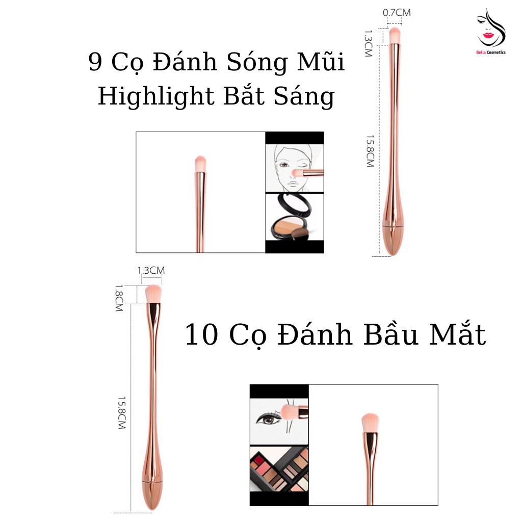 Bộ Cọ Trang Điểm Set 10 Cây Rose Gold Sang Chảnh