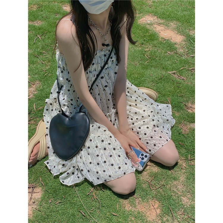 V003 Váy hai dây Babydoll BBD hoa nhí đáng yêu dáng lỡ phong cách Hàn Quốc, đầm tiểu thư công chúa ulzzang voan nữ tính