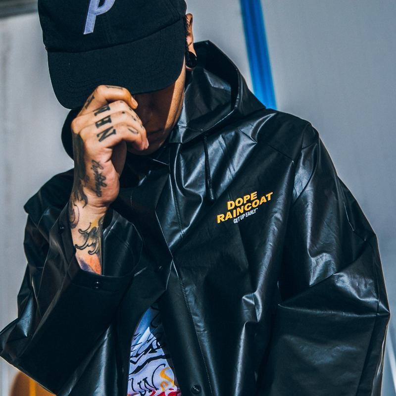 ۞Áo Mưa Măng Tô Màu Đen DOPE RAINCOAT STREET Style Thời Trang Unisex