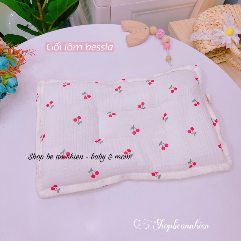 Gối lót đầu sơ sinh bessla vải xô muslin