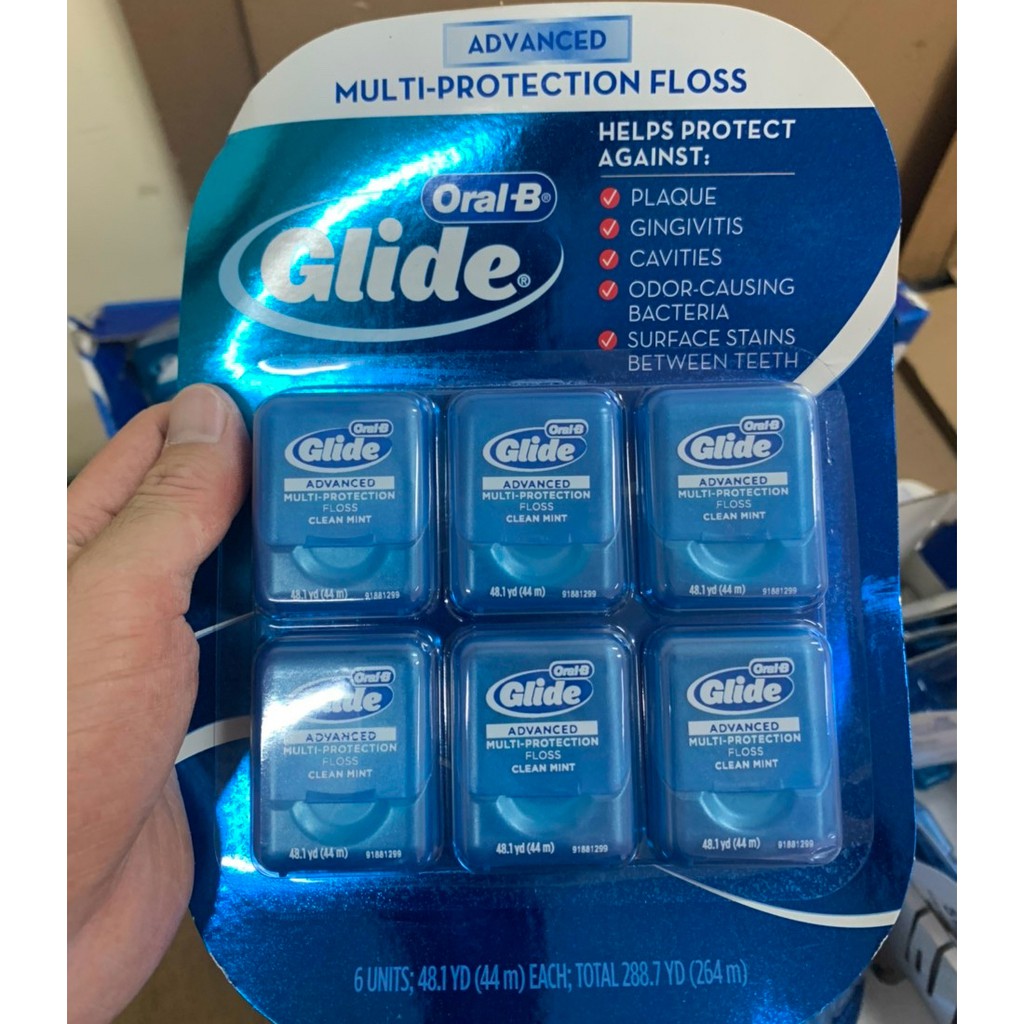 Chỉ nha khoa ORAL-B Glide Advanced Multi Protection Floss Clear Mint dài 44 mét