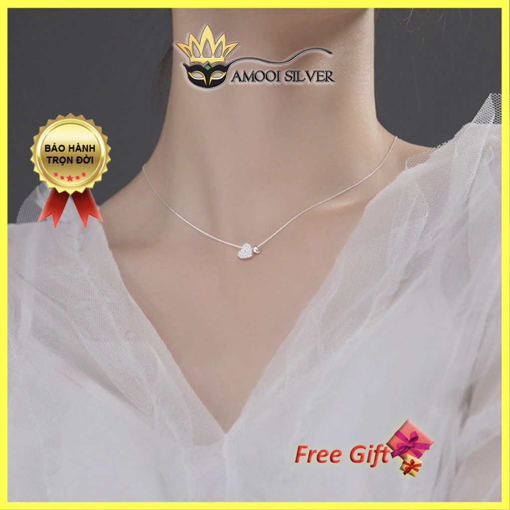 Dây chuyền bạc S925 đôi tim - Amooi Silver AD124