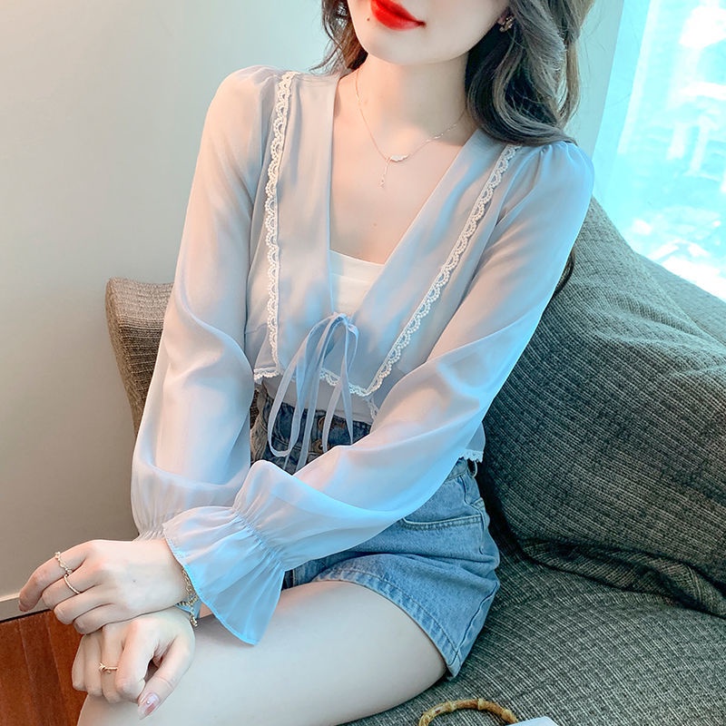 Áo Khoác cardigan Vải Voan Mỏng Dáng Ngắn Chống Nắng Thời Trang Mùa Hè Dành Cho Nữ