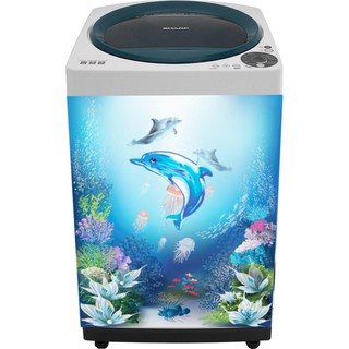 Decal trang trí máy giặt mẫu thế giới cá heo chất liệu cao cấp độ phai màu trên 10 năm