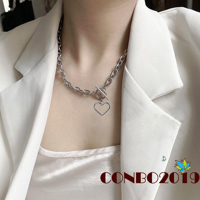 Hgm-Vòng cổ Mặt Hình Trái Tim Màu Vàng Kim Phong Cách Cổ Điển Vintage Dành Cho Cặp Đôi