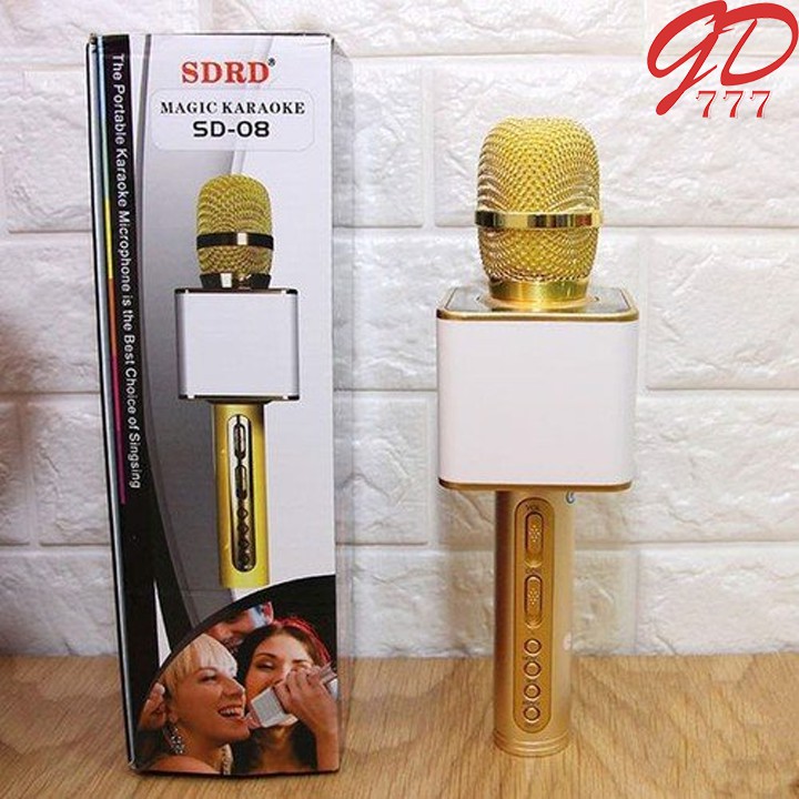Micro hát karaoke SD 08 mic hát karaoke kiêm loa bluetooth