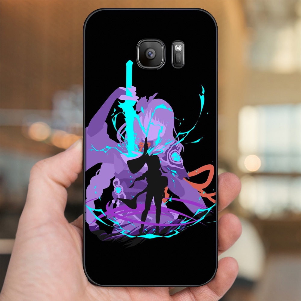 Ốp lưng Samsung S6, S6 Edge, S6 Edge Plus, S7, S7 Edge viền đen in hình Raiden Shogun Genshin Impact