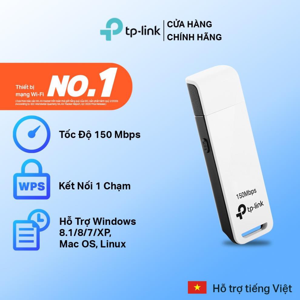 USB thu wifi TP-Link Chuẩn N 150Mbps TL-WN727N Hãng phân phối chính thức