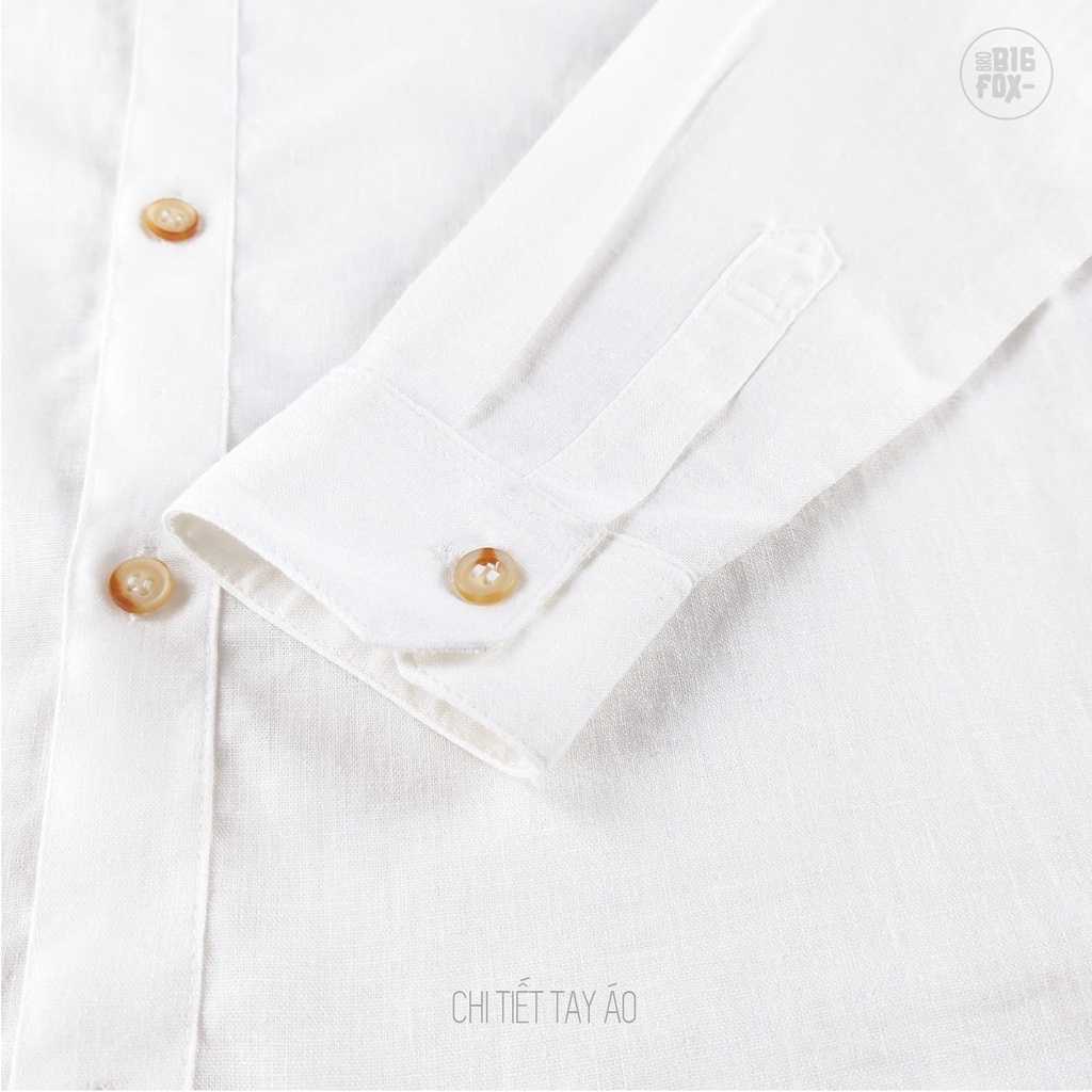 Áo sơ mi trắng cho bé size đại Bigfox Miss Meow, áo đồng phục học sinh mặc đến trường, vải linen đẹp 5-15 tuổi 30kg 50kg