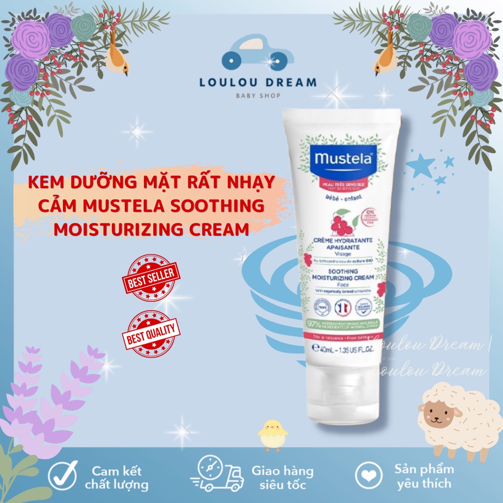 Kem dưỡng mặt cho bé da rất nhạy cảm Mustela Soothing Moisturizing Face Cream 40ml [CHÍNH HÃNG]