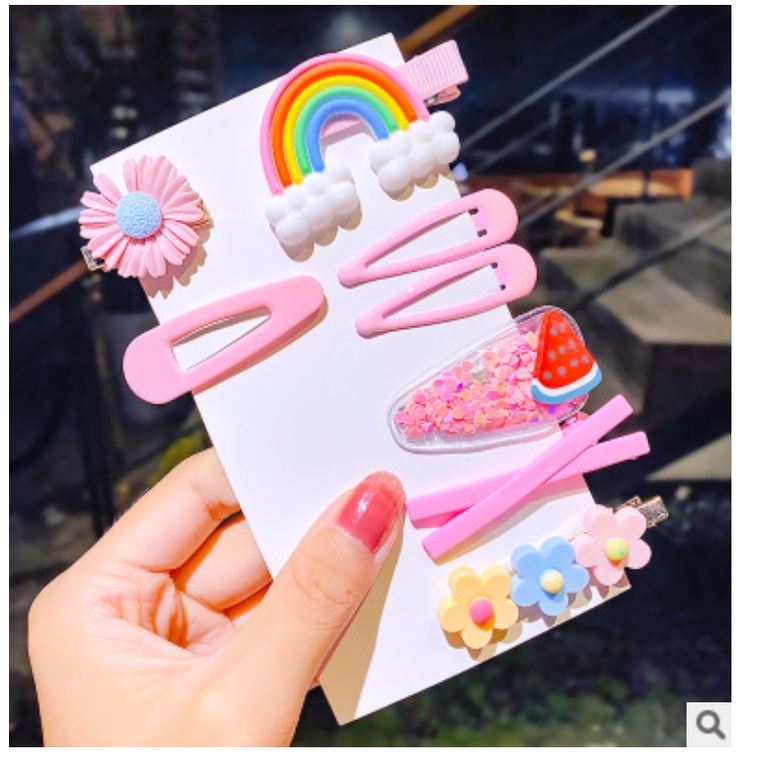 Kẹp tóc mái bé gái nhiều kiểu siêu dễ thương, combo gồm 8 chiếc nhiều kiểu, hàng chất lượng