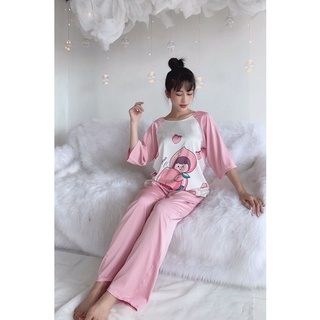 bộ lụa latin cổ tròn quần dài