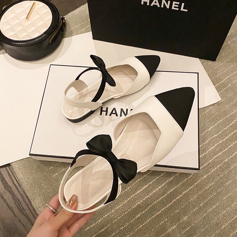 ⚡Hàng Đẹp⚡ Giày Sandal Nữ Bít Mũi Đế Bệt Quai Hậu Đính Nơ Điệu Đà Xinh Xắn Nhiều Màu Sắc