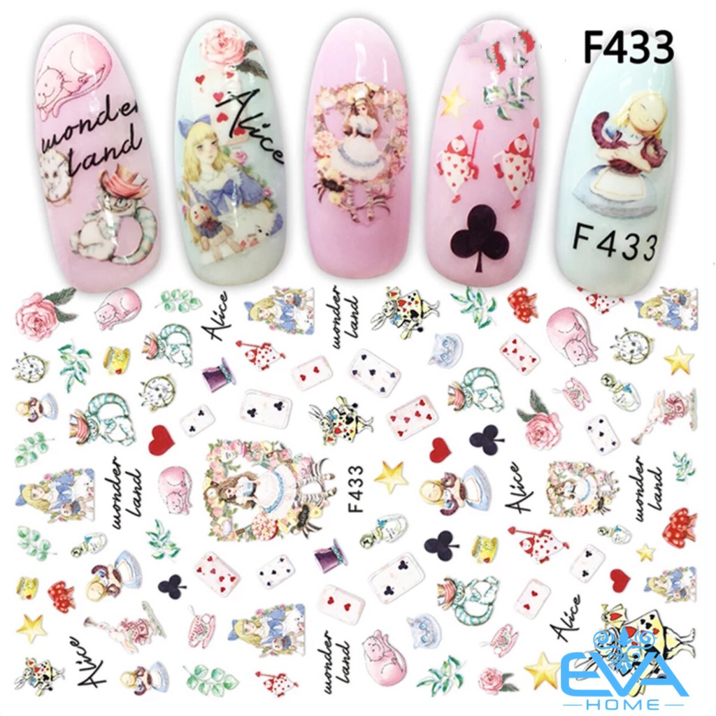 Miếng Dán Móng Tay 3D Nail Sticker Hoạt Hình Wonderland F433