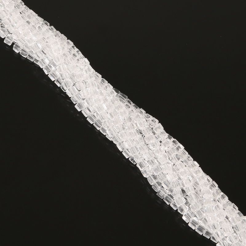 Chuỗi hạt pha lê hình vuông chất liệu thủy tinh lỗ xỏ lớn 3mm 4mm 6mm 8mm dành cho làm trang sức diy