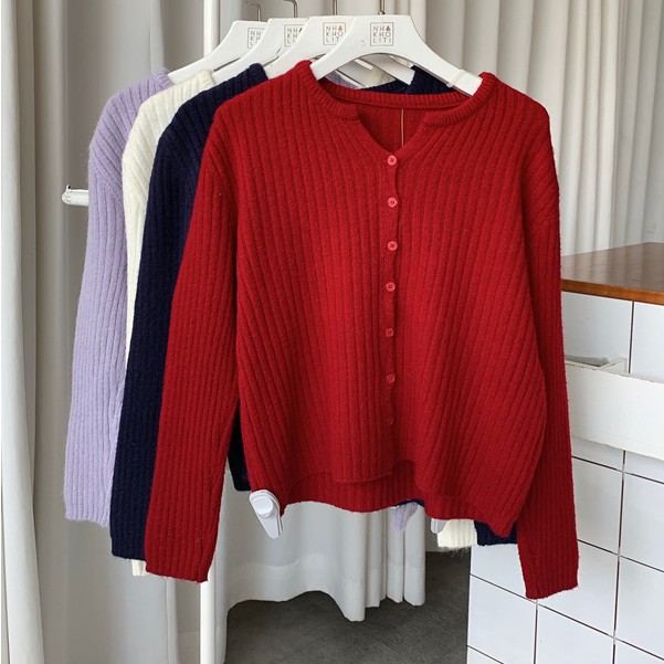 Áo mini cardigan len gân cài nút - AL524 | BigBuy360 - bigbuy360.vn