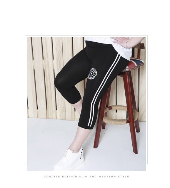 Quần legging big size màu đen lửng qua gối size 55-75kg