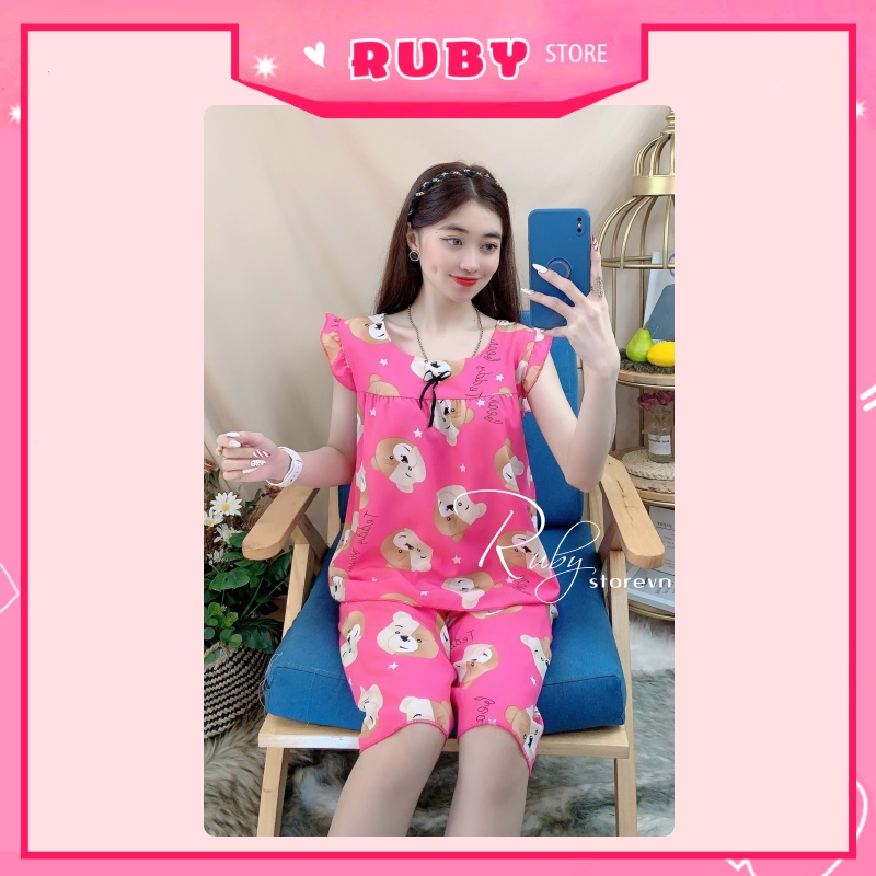 Đồ bộ nữ mặc nhà in GẤU dễ thương Free Size Dưới 47KG, chất kate mềm mịn mát ❤ Rubystorevn