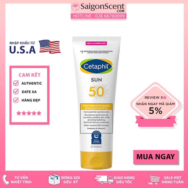 Kem Chống Nắng Cetaphil Sheer Mineral Suncreen SpF 50 (89mL )