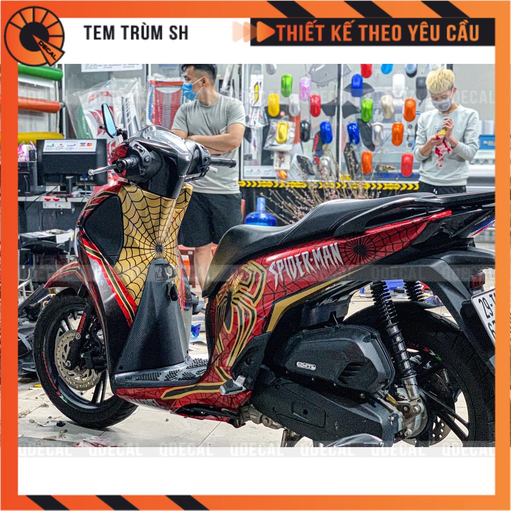 Tem trùm SH Spiderman đỏ vàng Marvel decal 3 lớp  thiết kế theo yêu cầu
