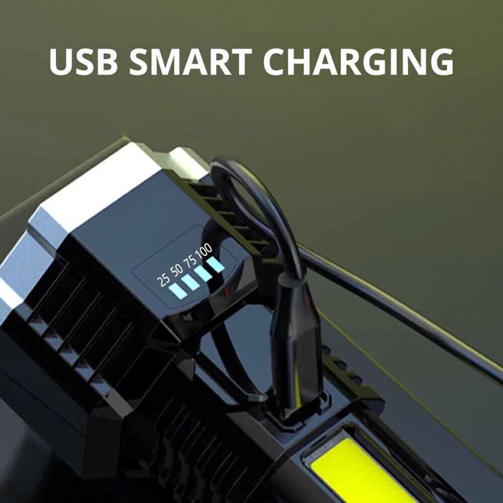 ✨Đèn Pin✨Đèn Pin Led 9 Bóng Siêu Sáng Đa Năng Chống Thấm Nước Có Thể Sạc Lại Tiện Dụng