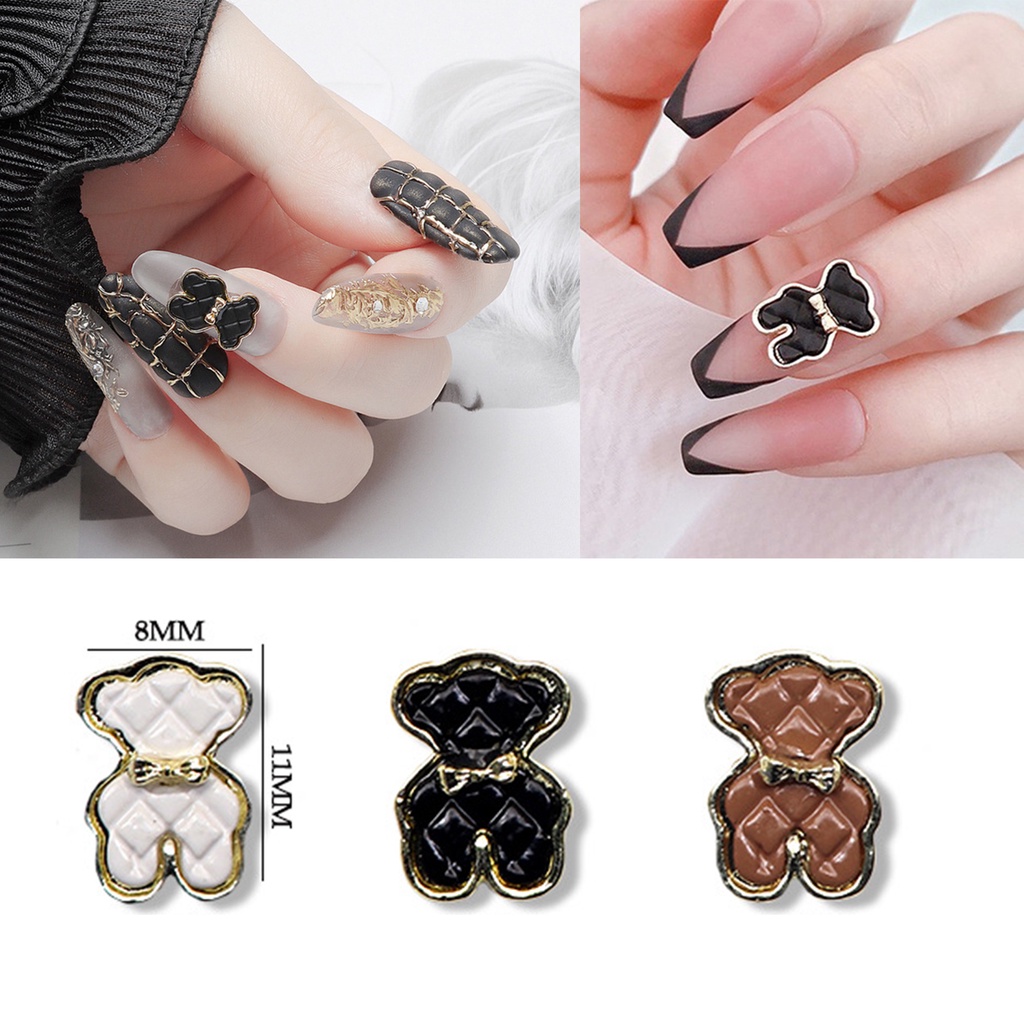 Charm gấu da viền kim loại - charm gấu hot trend