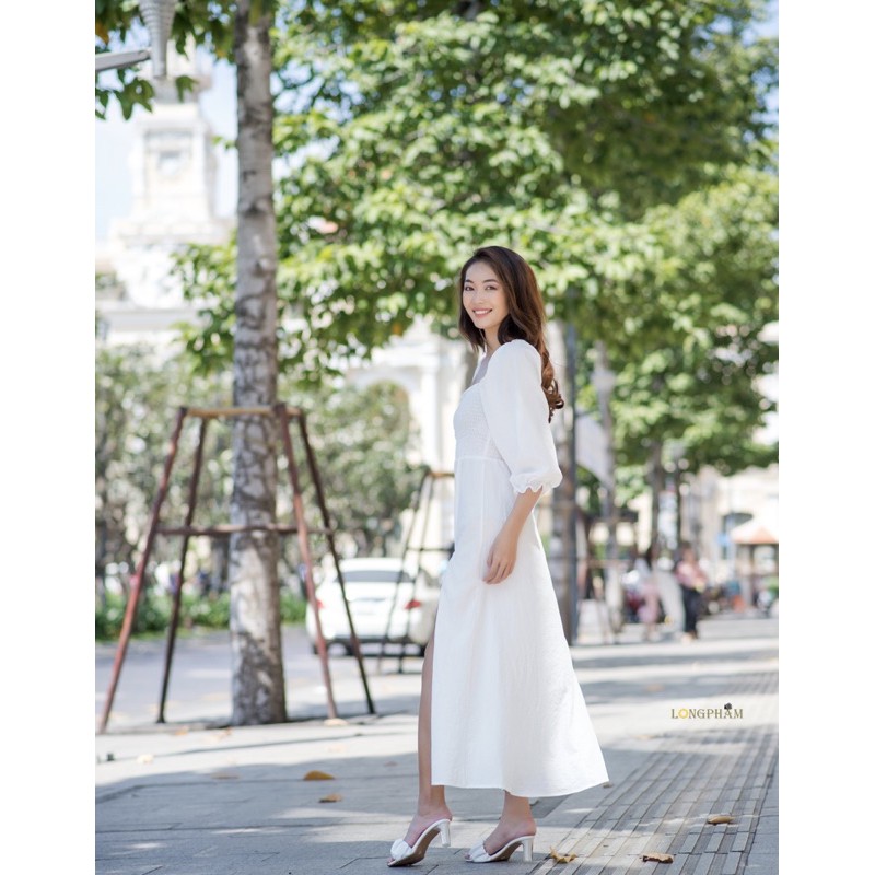 Đầm maxi linen tay phồng phong cách boho, vintage đủ màu đủ size | BigBuy360 - bigbuy360.vn