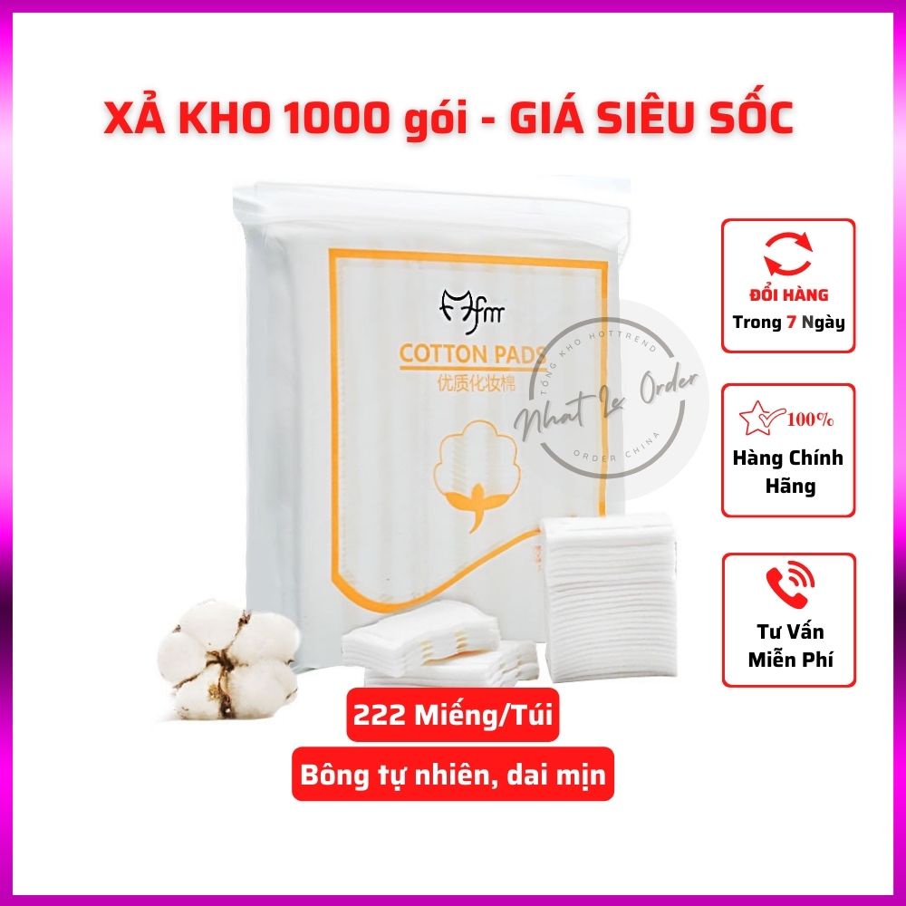 Bông Tẩy Trang 3 Lớp ⚡Freeship⚡ 100% Cotton Pads - Túi Zip 222 Miếng