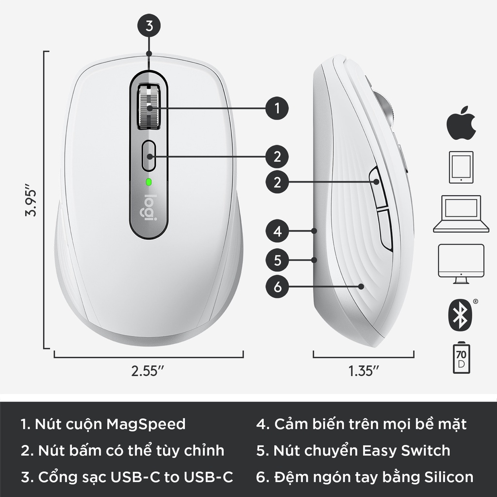 Chuột không dây Logitech MX Anywhere 3 Và  Logitech MX Anywhere 3 For Mac- Hàng chính hãng - Bảo hành 12 tháng