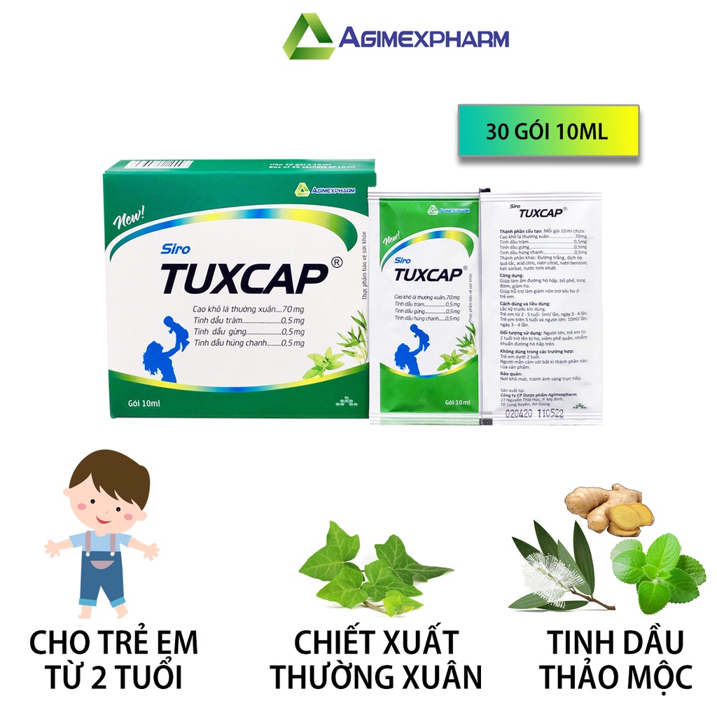 Siro ho lá Thường xuân + Tinh dầu thảo mộc giảm ho, đau rát họng, viêm họng, viêm phế quản - Tuxcap