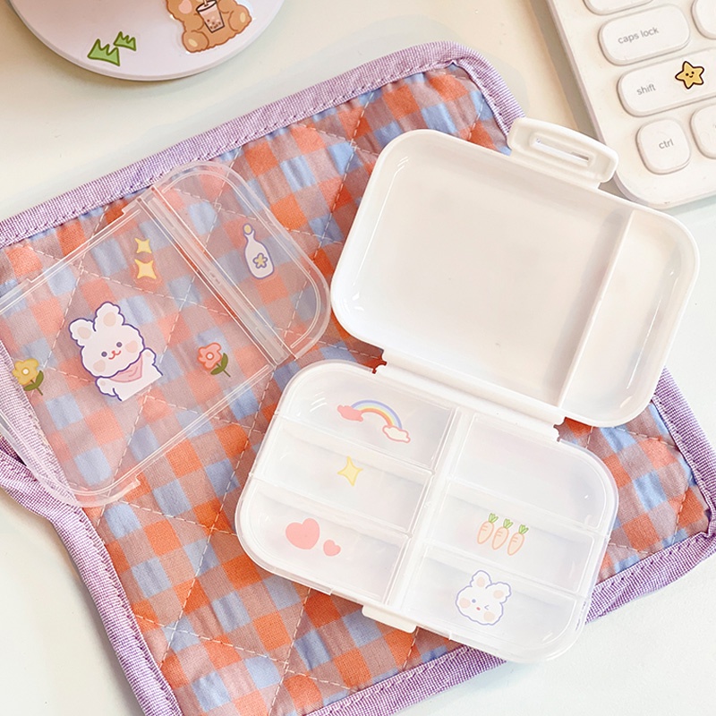 Hộp Đựng Thuốc Mini Đơn Giản Chống Thấm Nước Có Nhãn Dán Di Động Cho Học Sinh