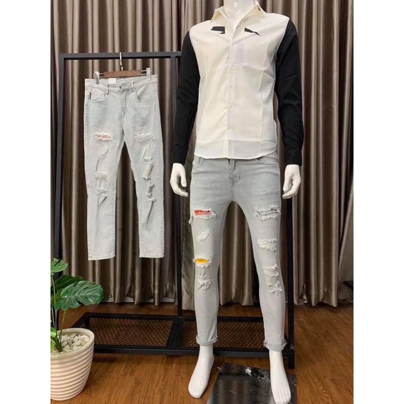 [Mã SKAMAP6 giảm 8% TỐI ĐA 50K đơn250K] Quần jean nam XuBi rách kiểu cá tính ( có 34 ) | BigBuy360 - bigbuy360.vn