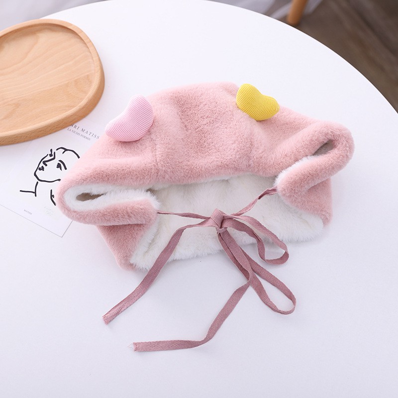 Mũ dày có dây buộc ấm áp đáng yêu dành cho bé gái