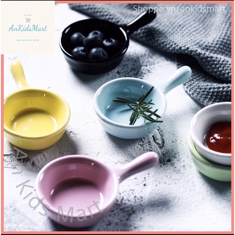 Đĩa sứ đựng nước chấm và gia vị có tay cầm siêu xinh